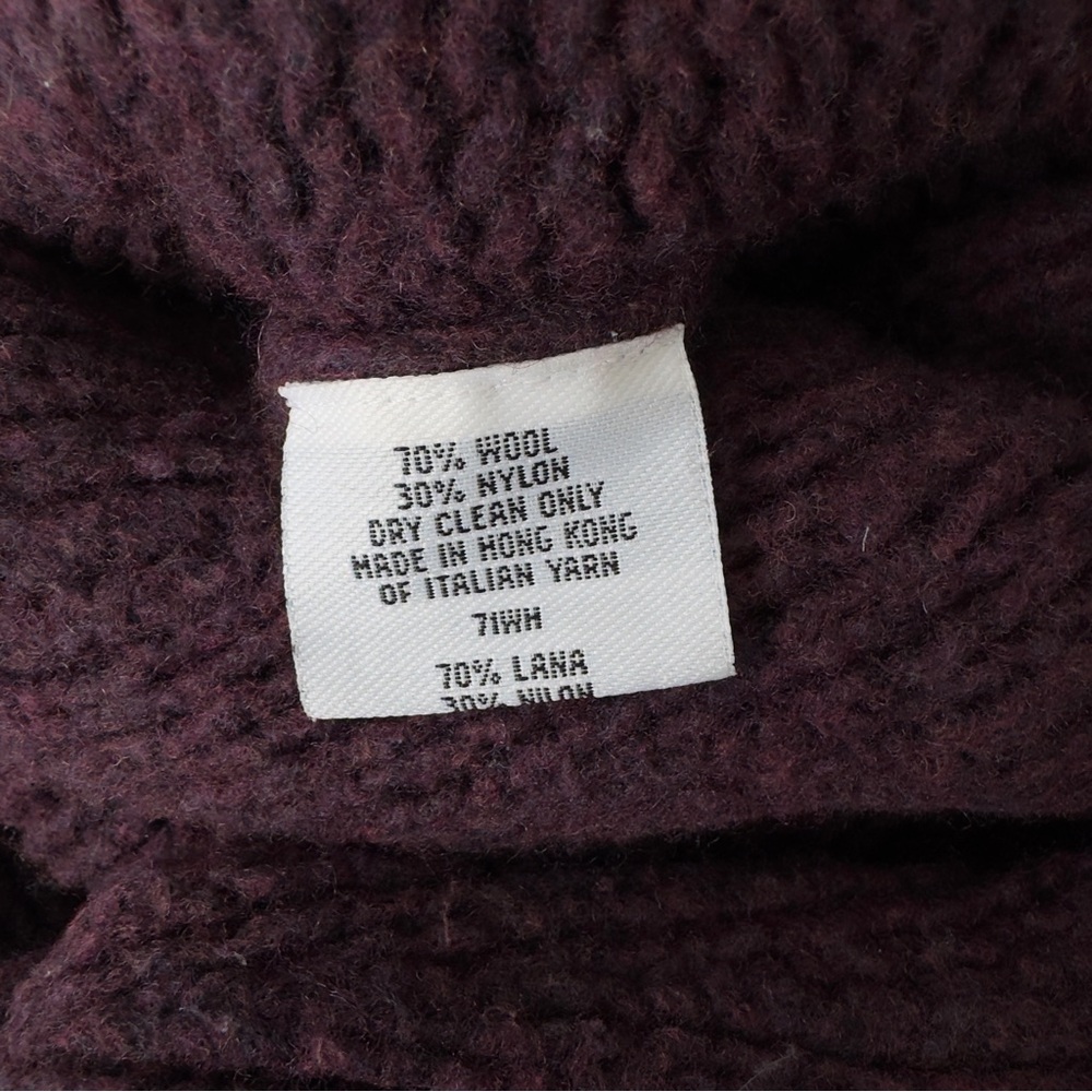 EILEEN FISHER | Italian Wool Blend Shawl Collar Cardigan Burgundy Plum | Size S - Picture 6 of 8